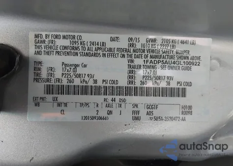 2016 Ford C-Max Hybrid Se from USA, damaged, VIN 1FADP5AU4GL100922